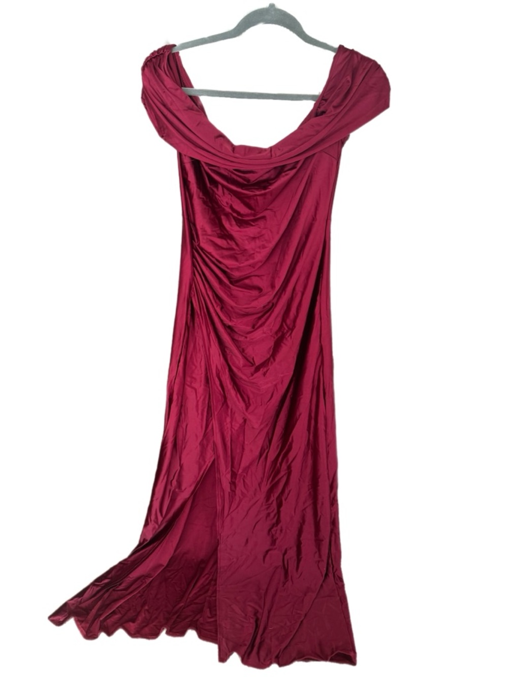 Off-Shoulder Maxi Dress in Deep Fuchsia